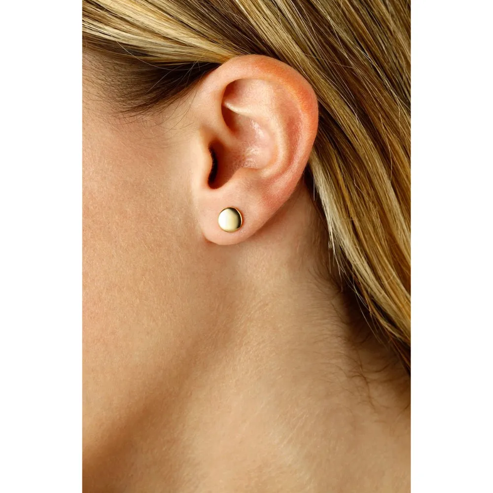 14k 8mm Flat Round Stud Earrings