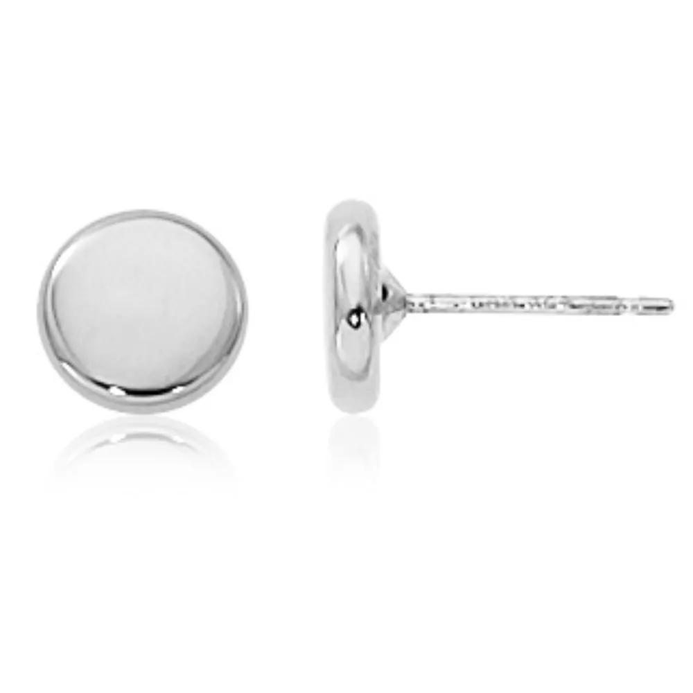 14k 8mm Flat Round Stud Earrings