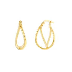 14k Polished & Satin Twisted Hoop Earrings