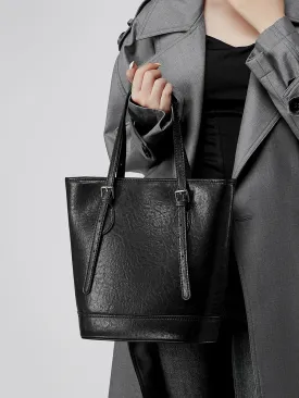 28.5CM Female Trendy Single Shoulder Underarm Large Capacity Bucket Bag 2915 Black