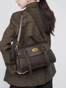 31CM genuine leather cowhide commuting hand-held shoulder tote bag 2866 coffee