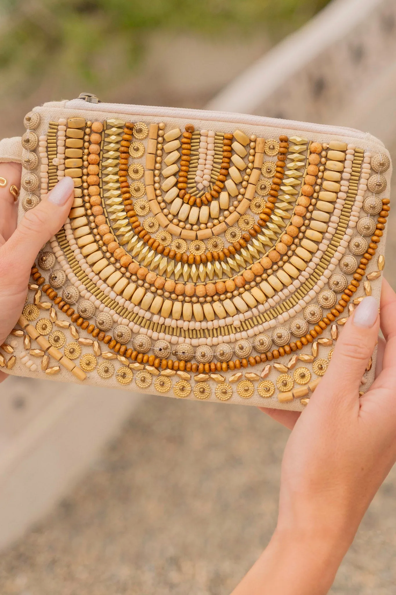 Allegra Beaded Wristlet in Gold