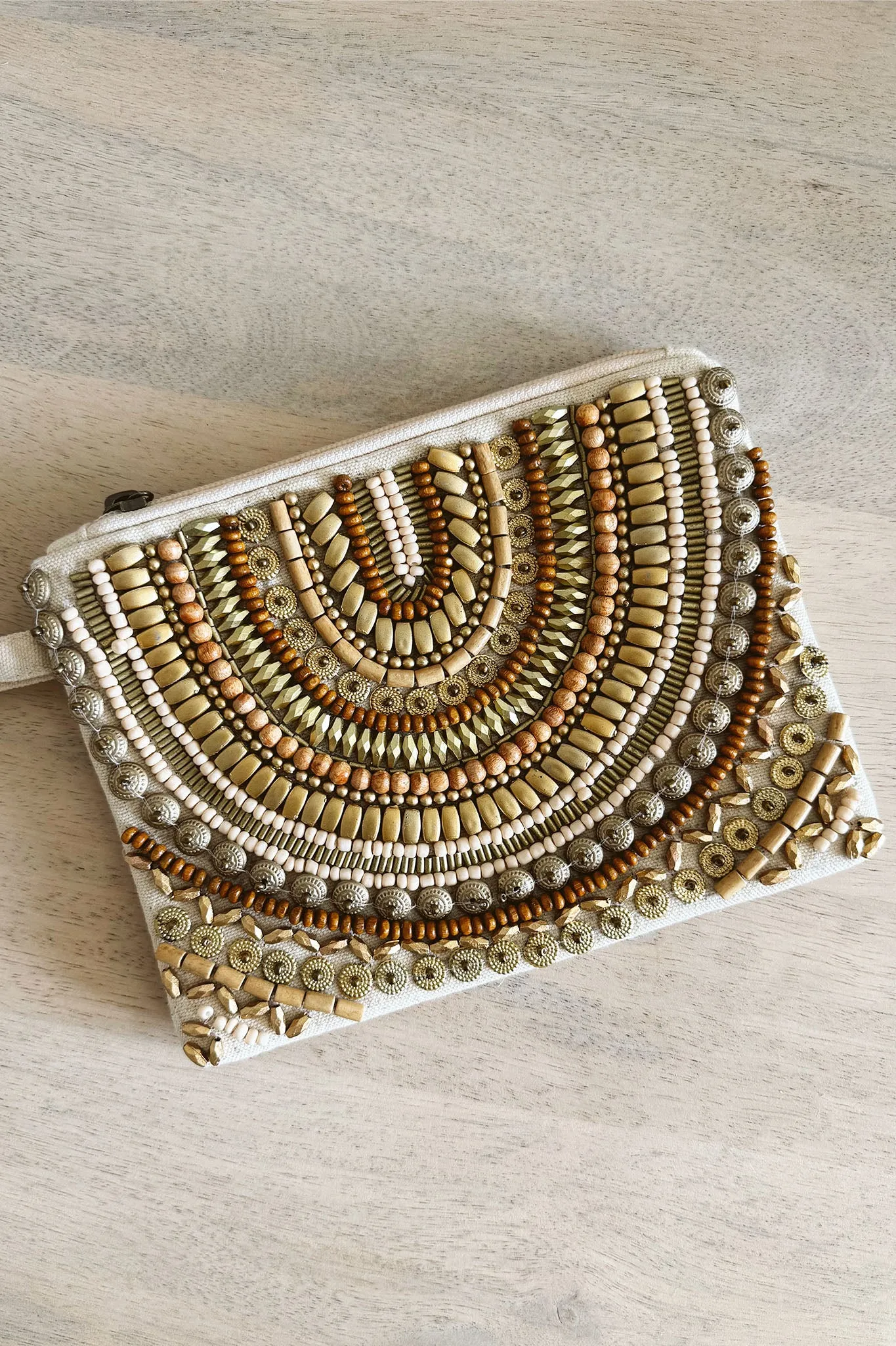 Allegra Beaded Wristlet in Gold