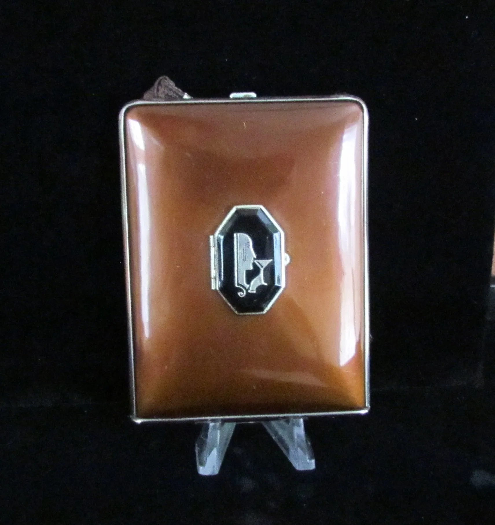 Art Deco Mondaine Enamel Compact Purse Original Box Excellent Condition