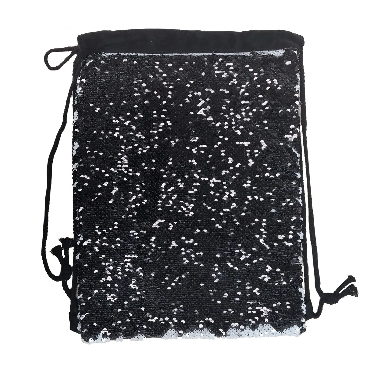 Bags - Sequin DRAWSTRING Bag - 38.5cm x 30cm - BLACK