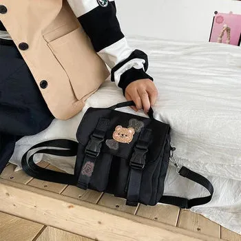 Beary Cute: Kawaii Embroidered Satchel Bag - Kawaii Bags