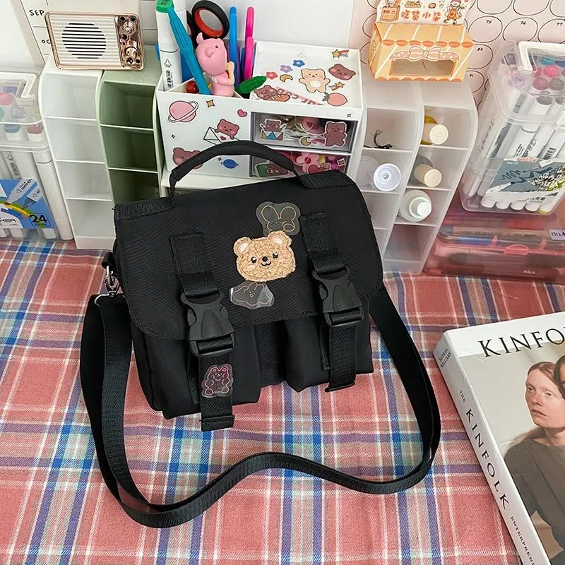 Beary Cute: Kawaii Embroidered Satchel Bag - Kawaii Bags