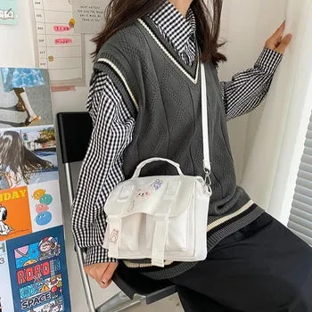 Beary Cute: Kawaii Embroidered Satchel Bag - Kawaii Bags
