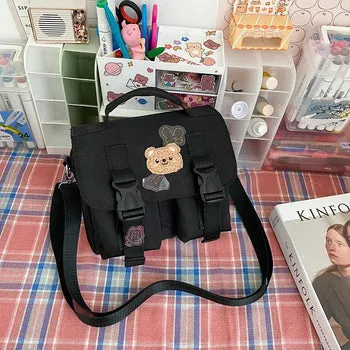 Beary Cute: Kawaii Embroidered Satchel Bag - Kawaii Bags
