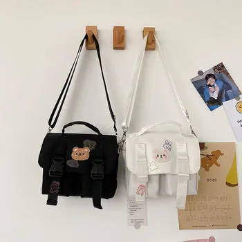 Beary Cute: Kawaii Embroidered Satchel Bag - Kawaii Bags