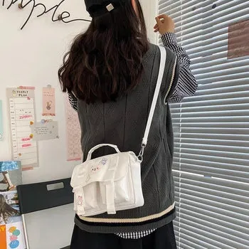 Beary Cute: Kawaii Embroidered Satchel Bag - Kawaii Bags