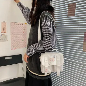 Beary Cute: Kawaii Embroidered Satchel Bag - Kawaii Bags