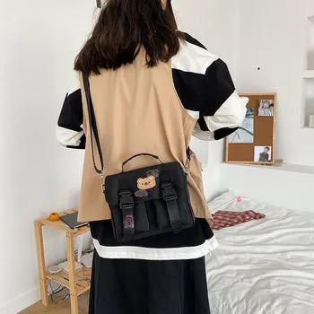 Beary Cute: Kawaii Embroidered Satchel Bag - Kawaii Bags
