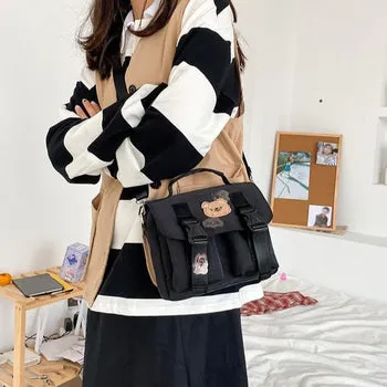 Beary Cute: Kawaii Embroidered Satchel Bag - Kawaii Bags