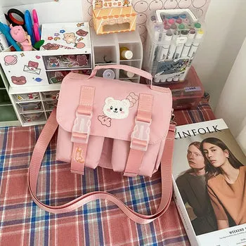 Beary Cute: Kawaii Embroidered Satchel Bag - Kawaii Bags