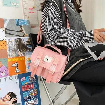 Beary Cute: Kawaii Embroidered Satchel Bag - Kawaii Bags