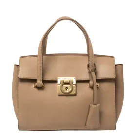 Beige Leather Mara Satchel