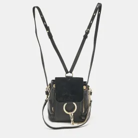 Black Leather and Suede Mini Faye Daye Backpack