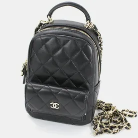 Black Quilted Caviar Mini Backpack