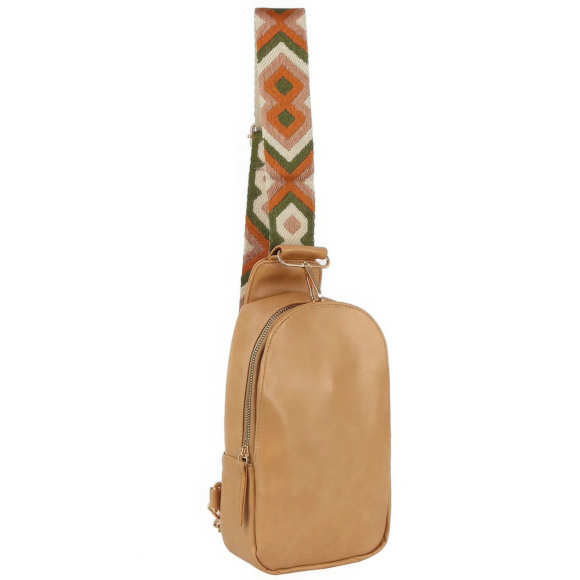 Blue Zone Planet |  Ava's Smooth Zipper Sling Crossbody With Guitar Strap