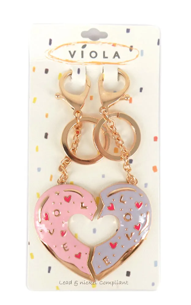 [BOGO] TD0470 Heart Break Into 2pcs Metal Key Chain