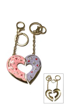 [BOGO] TD0470 Heart Break Into 2pcs Metal Key Chain