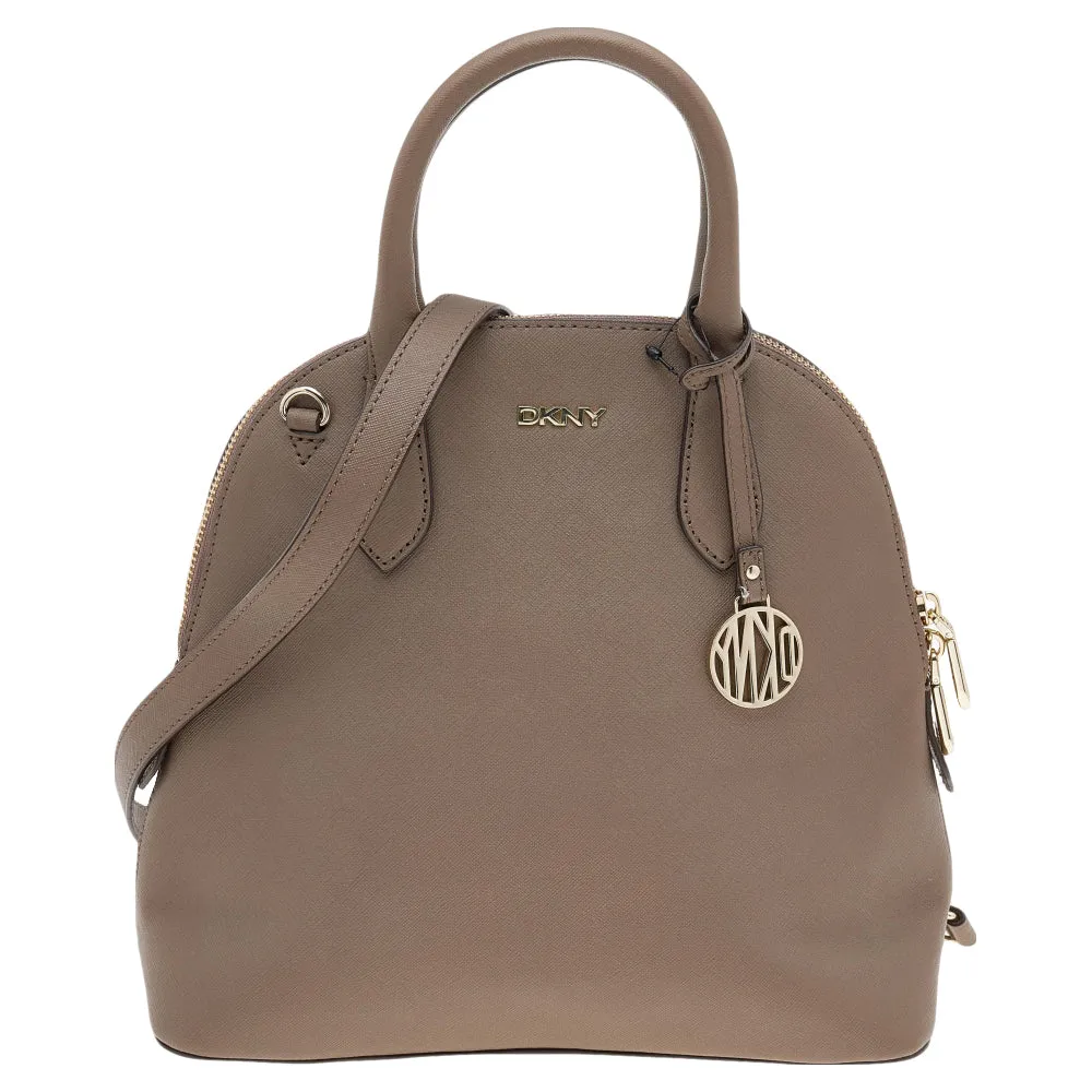 Brown Leather Top Zip Satchel