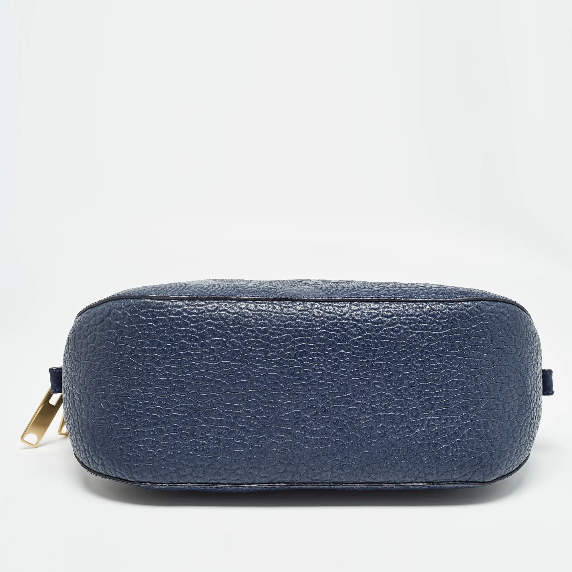BURBERRY Navy Blue Grain Leather Orchard Satchel