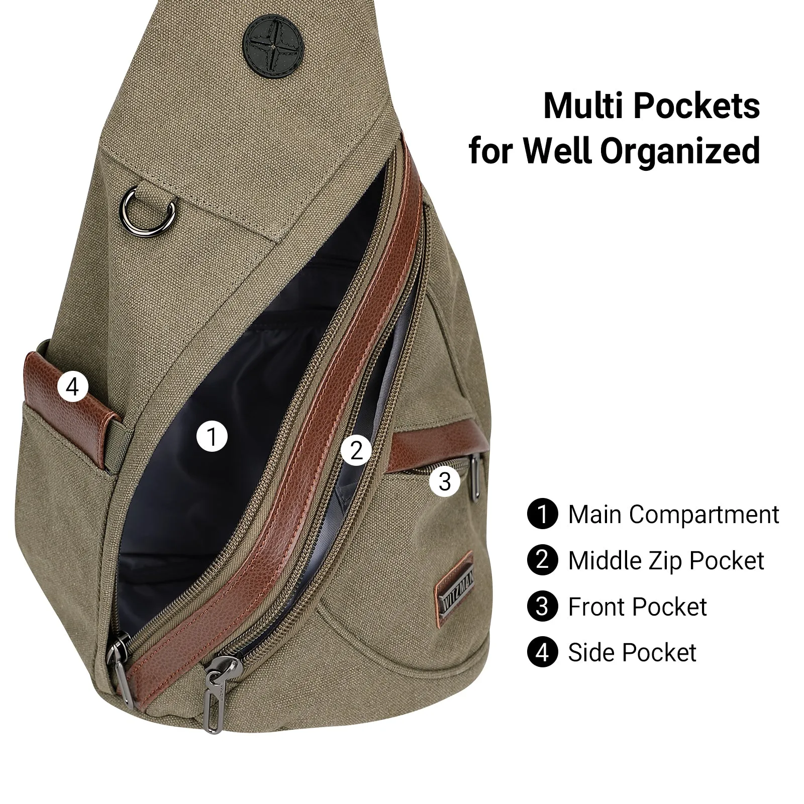 Canvas Sling Bag for Men Women