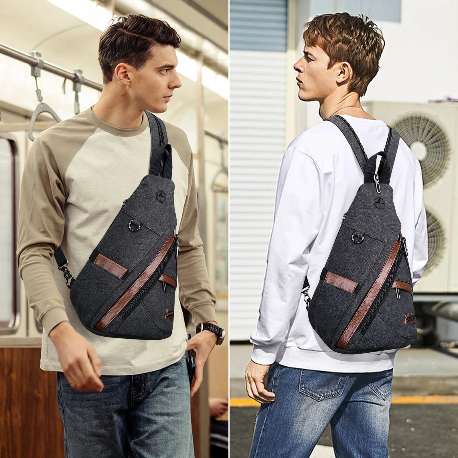 Canvas Sling Bag for Men Women