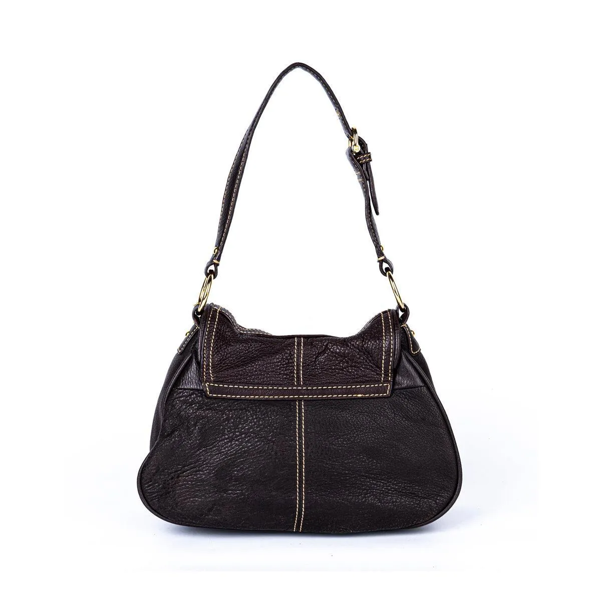 Chaps Flap Lock Hobo Bags Leather Brown Colour For Women