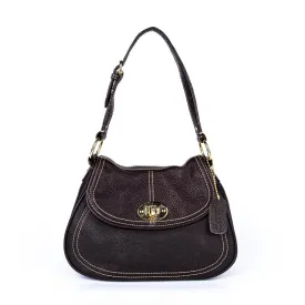 Chaps Flap Lock Hobo Bags Leather Brown Colour For Women