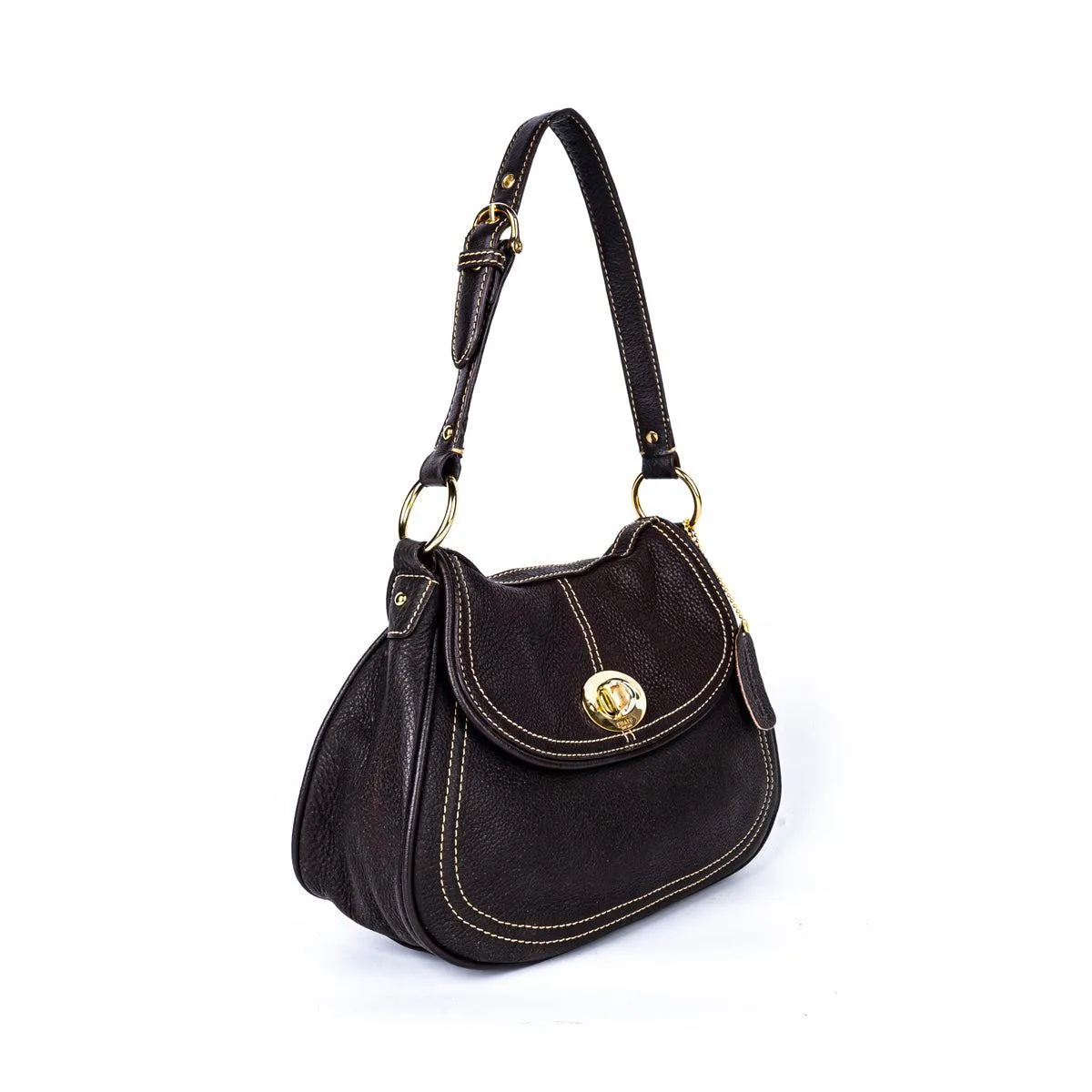 Chaps Flap Lock Hobo Bags Leather Brown Colour For Women
