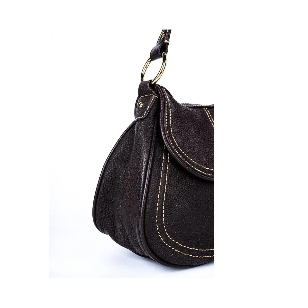 Chaps Flap Lock Hobo Bags Leather Brown Colour For Women
