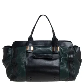 Dark Green /Black Leather Large Alice Satchel
