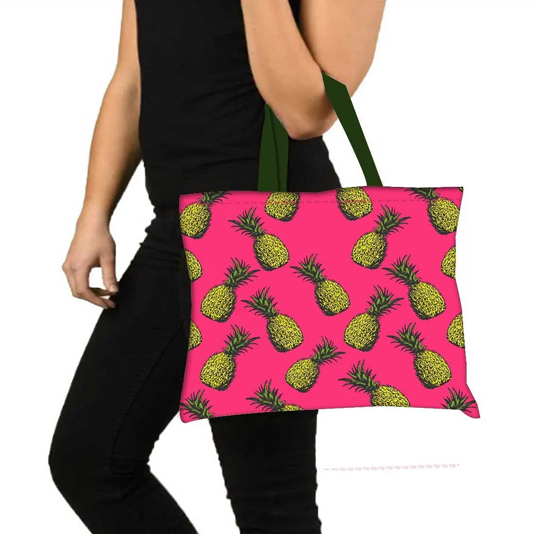 Designer Tote Bag With Zip Beach Gym Travel Bags -  Pineapple