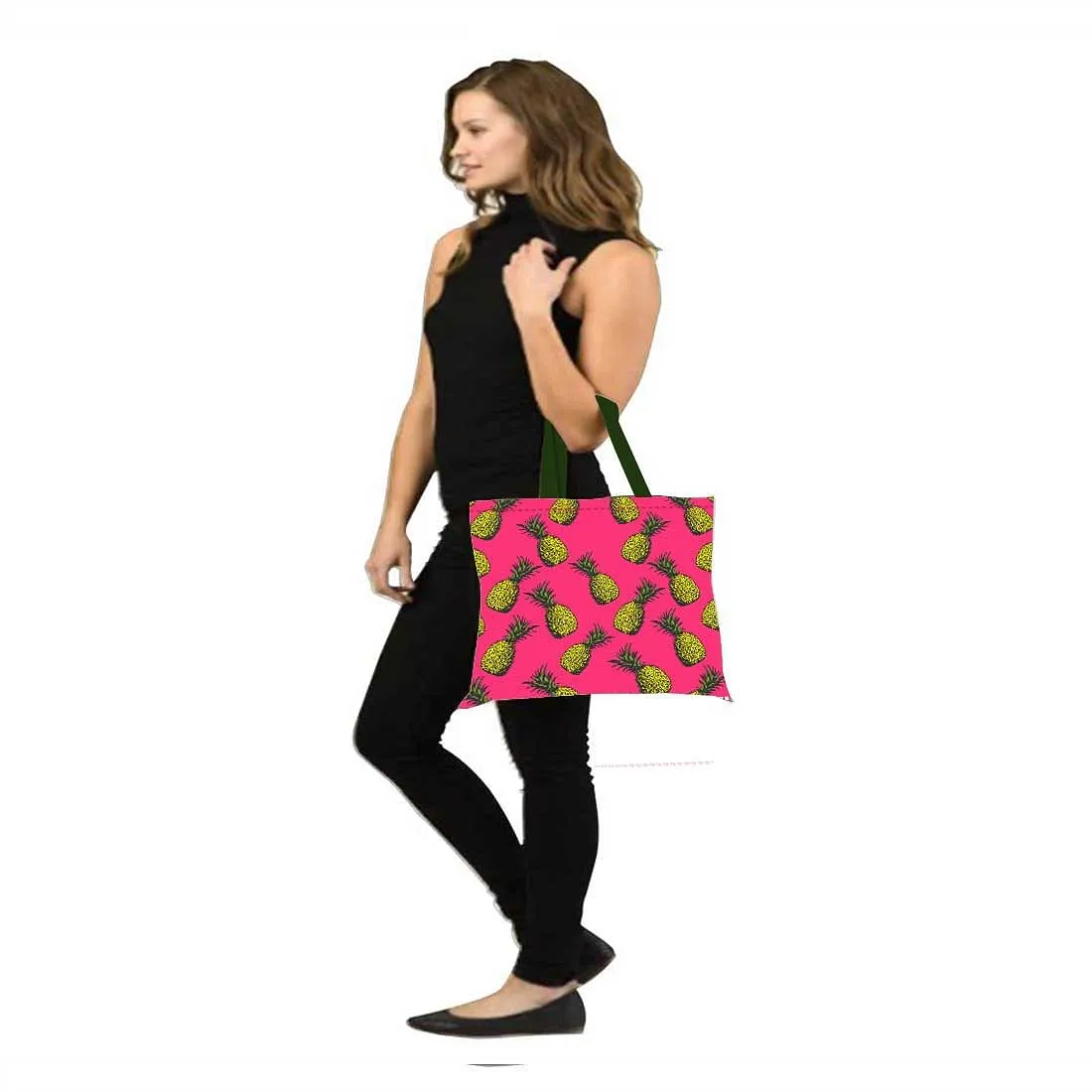 Designer Tote Bag With Zip Beach Gym Travel Bags -  Pineapple