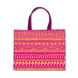 Designer Tote Bag With Zip Beach Gym Travel Bags -  Pink Patterns