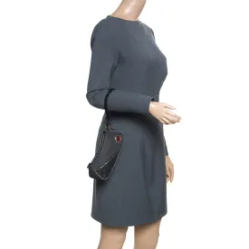 DIOR Black Denim and Leather Motorcycle Rockabilly Wristlet Clutch
