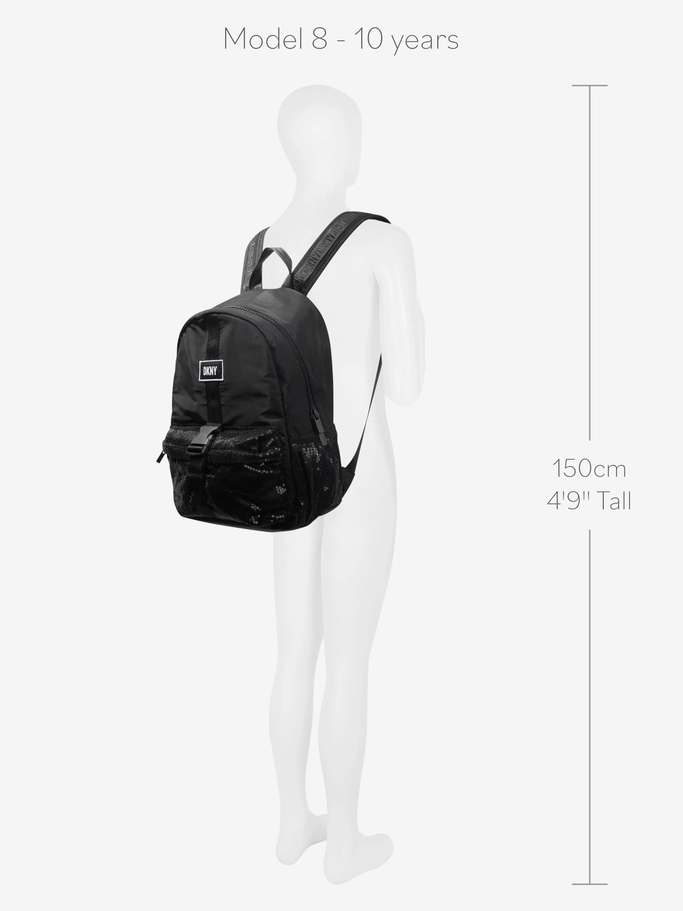 DKNY Girls Sequin Pocket Logo Backpack (H: 39cm)