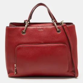 DKNY Red Leather Bryant Park Front Pocket Satchel