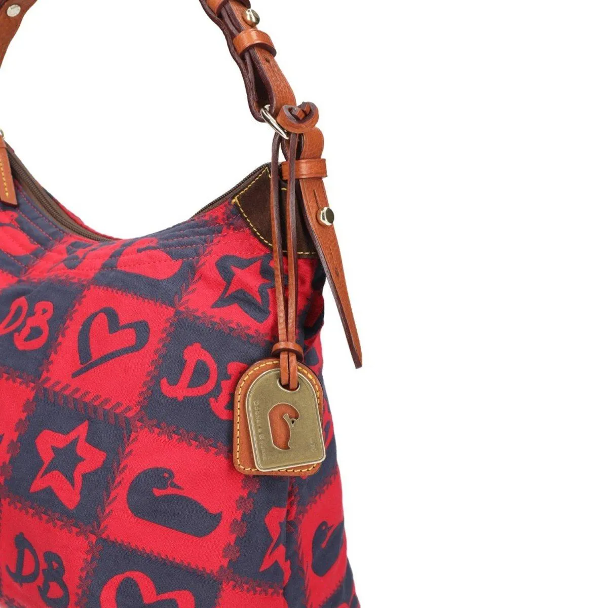 Dooney & Bourke Logo Hobo Bags Fabric Red Colour For Women