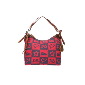 Dooney & Bourke Logo Hobo Bags Fabric Red Colour For Women