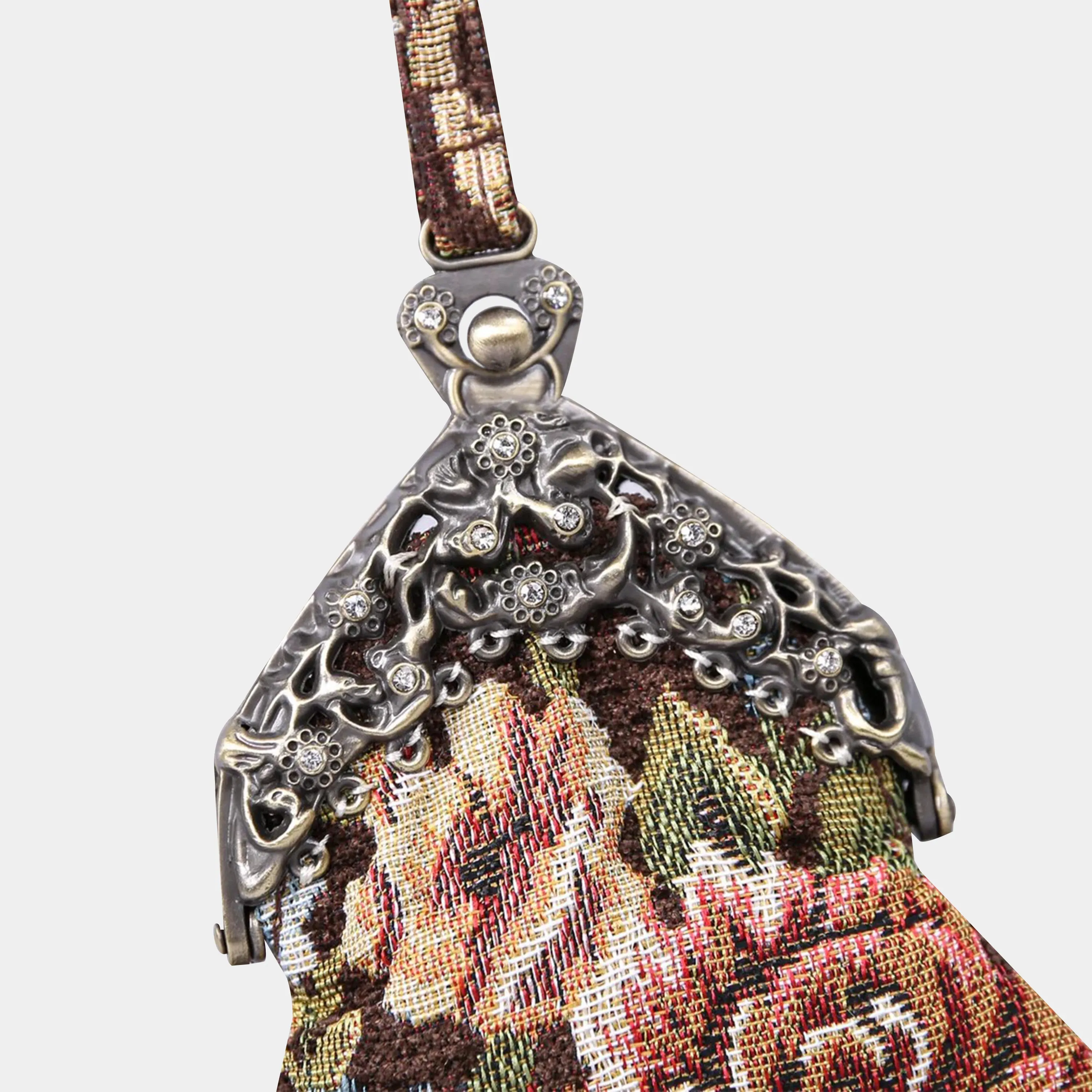 Floral Brown Chatelaine Purse Wristlet Bag