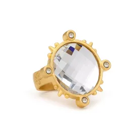 French Kande 24K Spiked Ring Chessboard Austrian Crystal in size 8