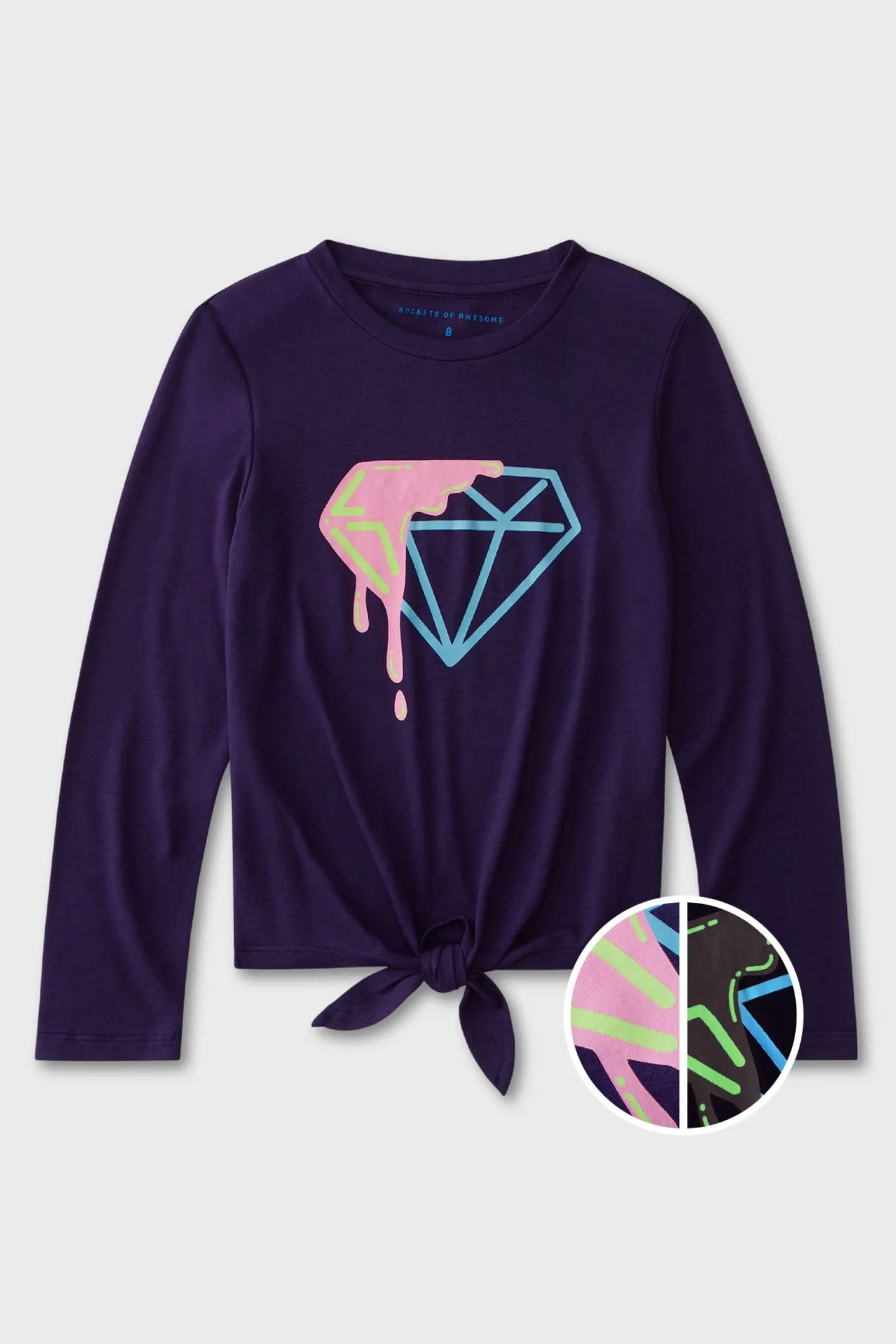 Glow-In-The-Dark Diamond Tie-Front Tee