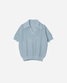 HALF SLEEVE KNIT POLO SHIRT .09【ICE.BLUE】