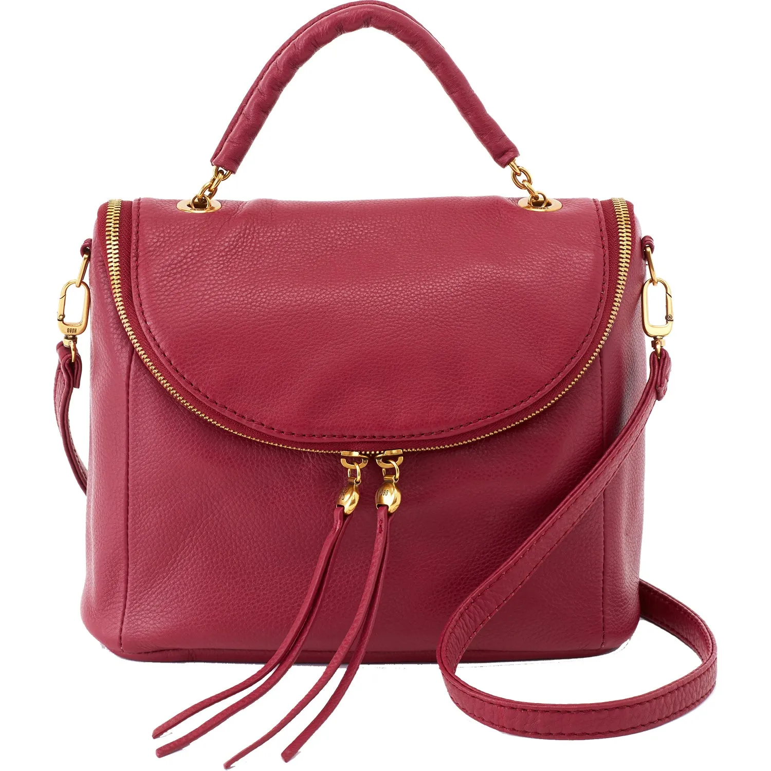 Hobo Fern Satchel Sangria Velvet Hide Leather