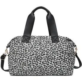 Jen & Co. Navy Faux Canvas Weekender W/Dual Handles Black Lt Grey Synthetic