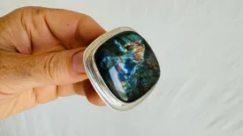 Labradorite Ring. Oversized. Gorgeous Flash. Size 6. 0707